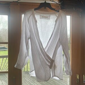 We the Free People - Tunic Top - Relaxed Long Sleeve- White Boho - Size S